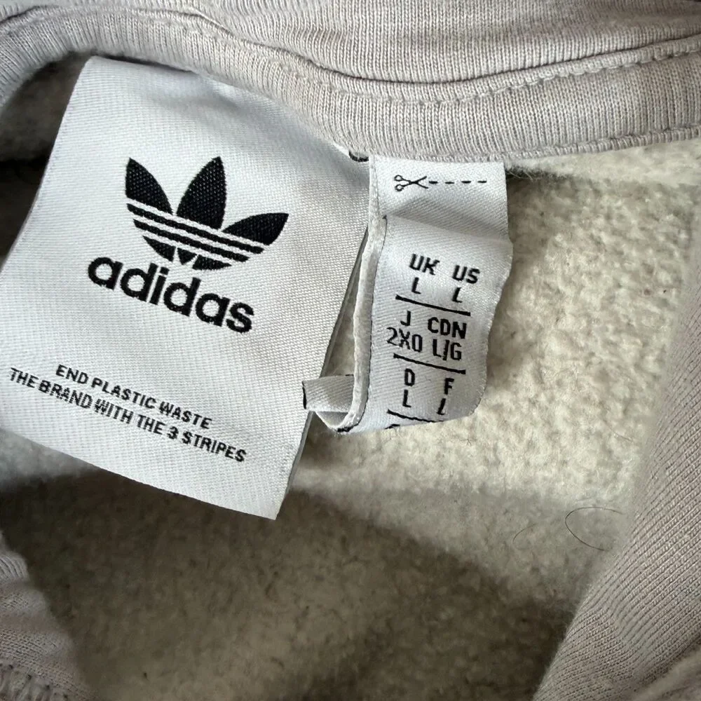 ADIDAS Originals Hoodie Mens L Gray International Sports Club Fleece Trefoil